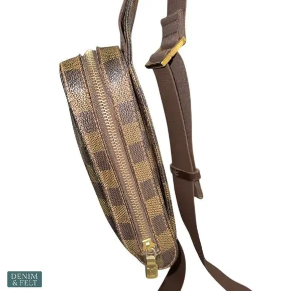Louis Vuitton Damier Ebene Geronimos Sling Crossbody Belt Bag Brown Canvas Luxe